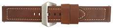Leather -Panerai Smooth Brown Leather Stitched Watch Strap -22mm