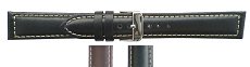 Leather- Smooth Leather Watch Strap with White Stitching (18mm-20mm)