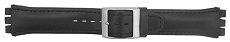 Leather - Swatch Style Padded Black Leather Watch Strap (19 mm notch width)